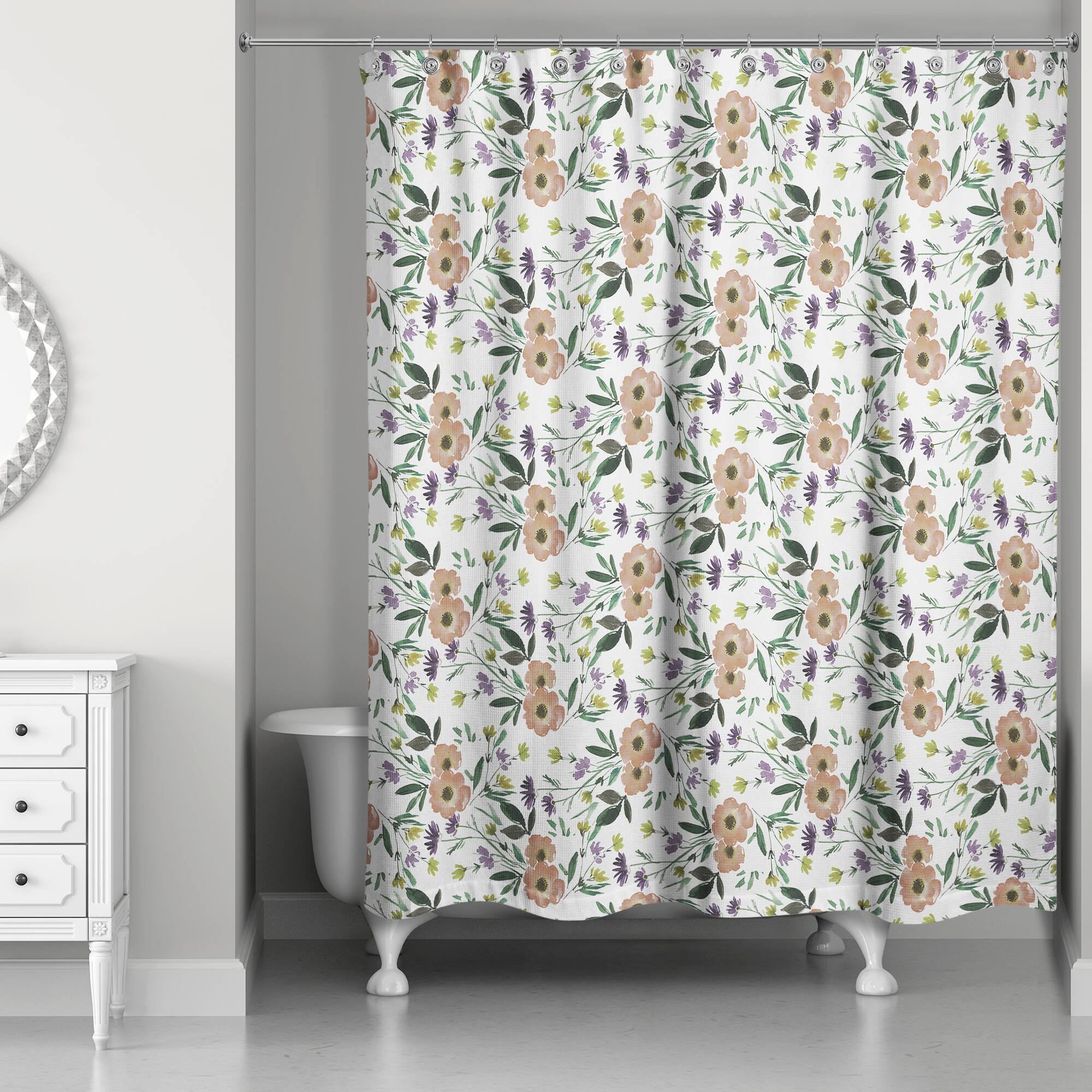 Fall Floral Pattern Shower Curtain